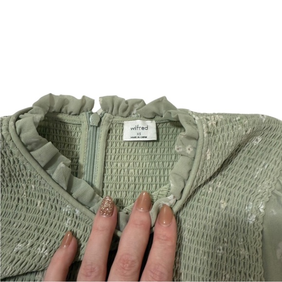 Aritzia Wilfred Tempest Smocked Floral Sheer Cottagecore Long Sleeve Blouse XS - Picture 7 of 10